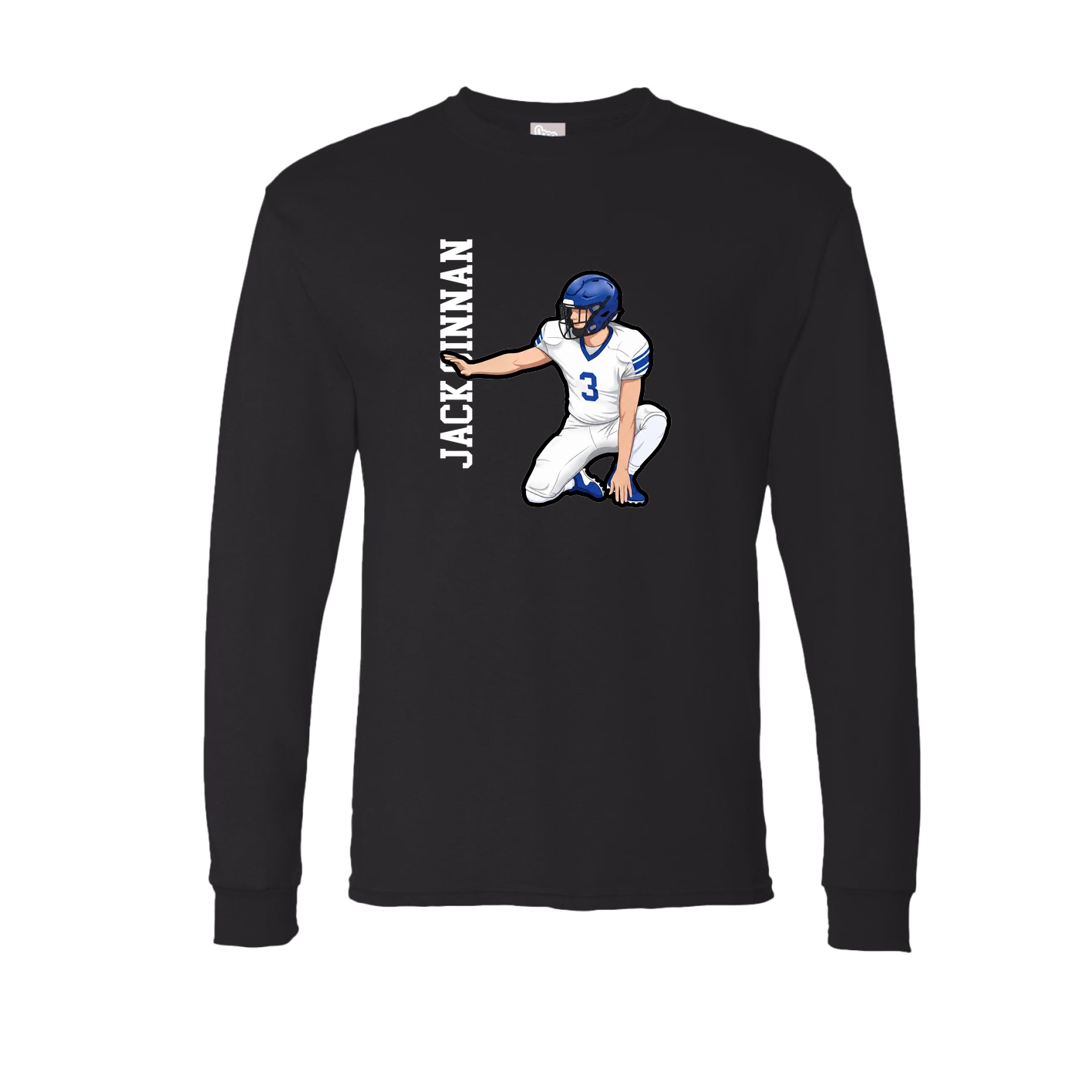 Long Sleeve Tee — Name Vertical in Black