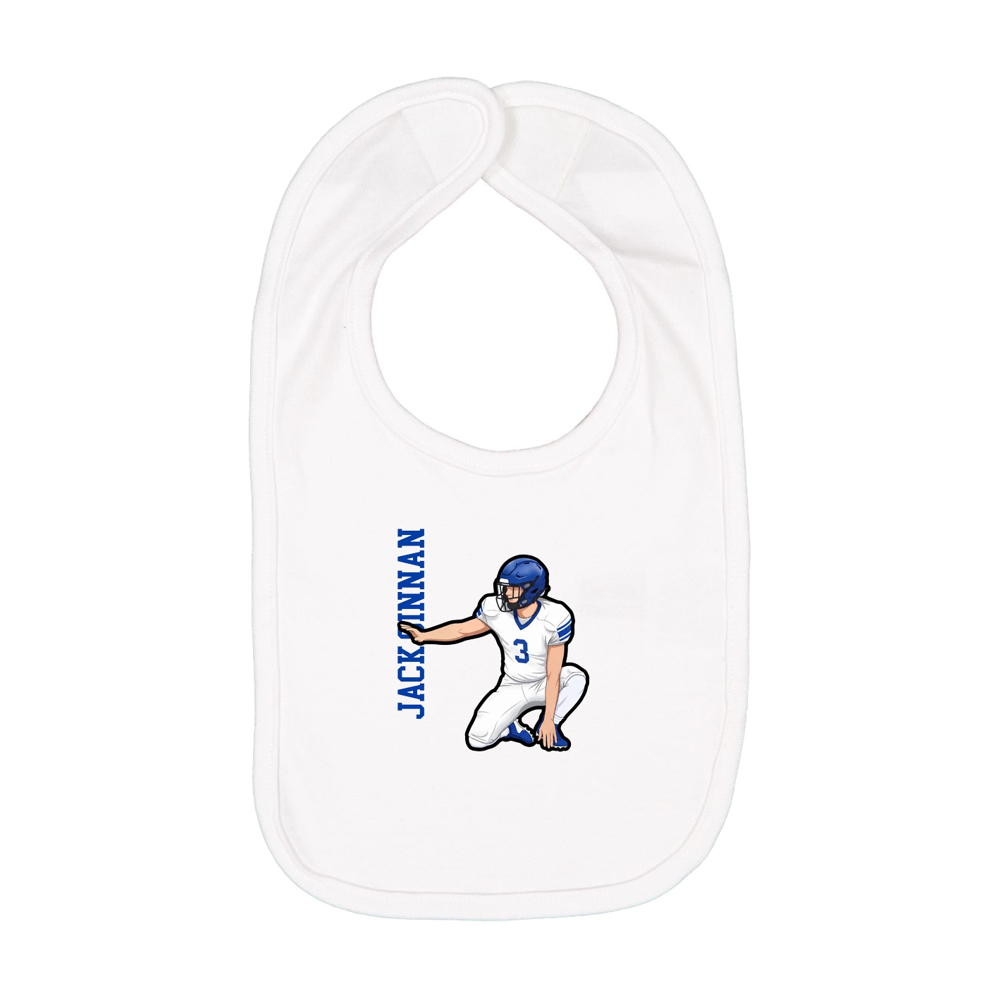 Infant Bib — Name Vertical in White