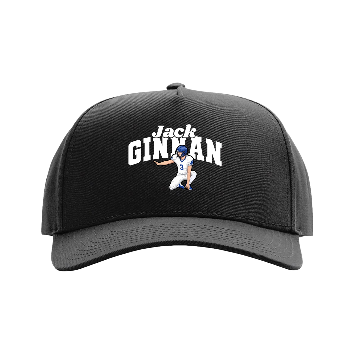 Full Fabric Five-Panel Champ Cap — Signature Arch in Black