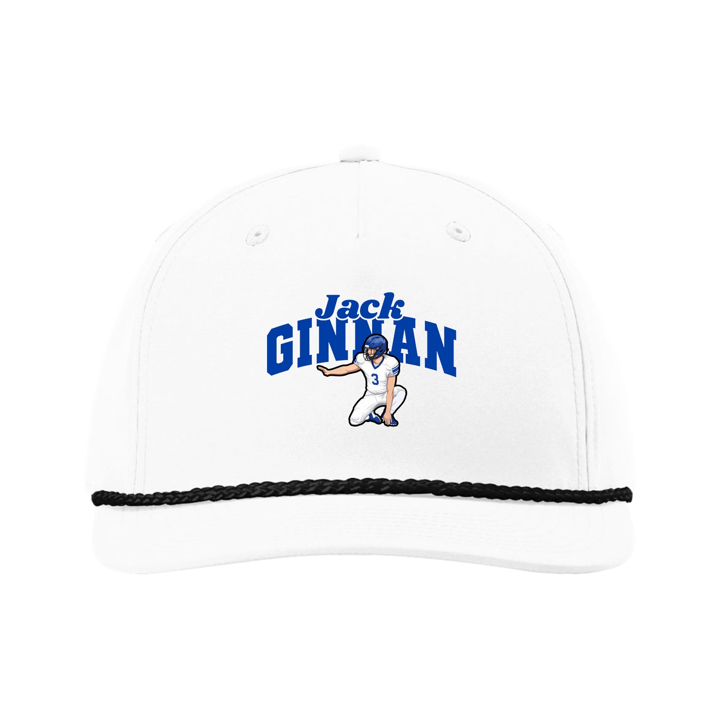 Five-Panel Classic Rope Cap — Signature Arch in White