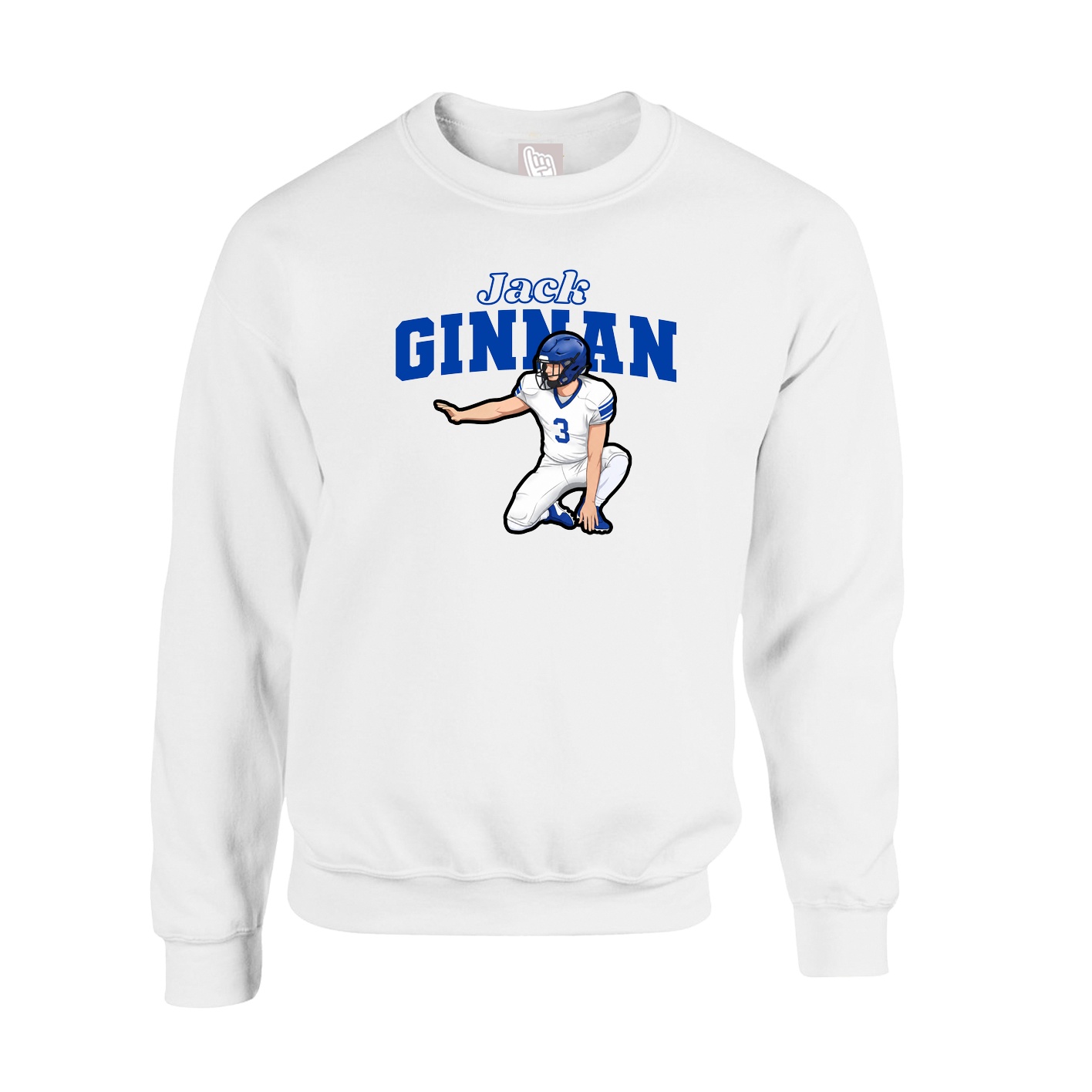 Fleece Crew — Name Arch in White