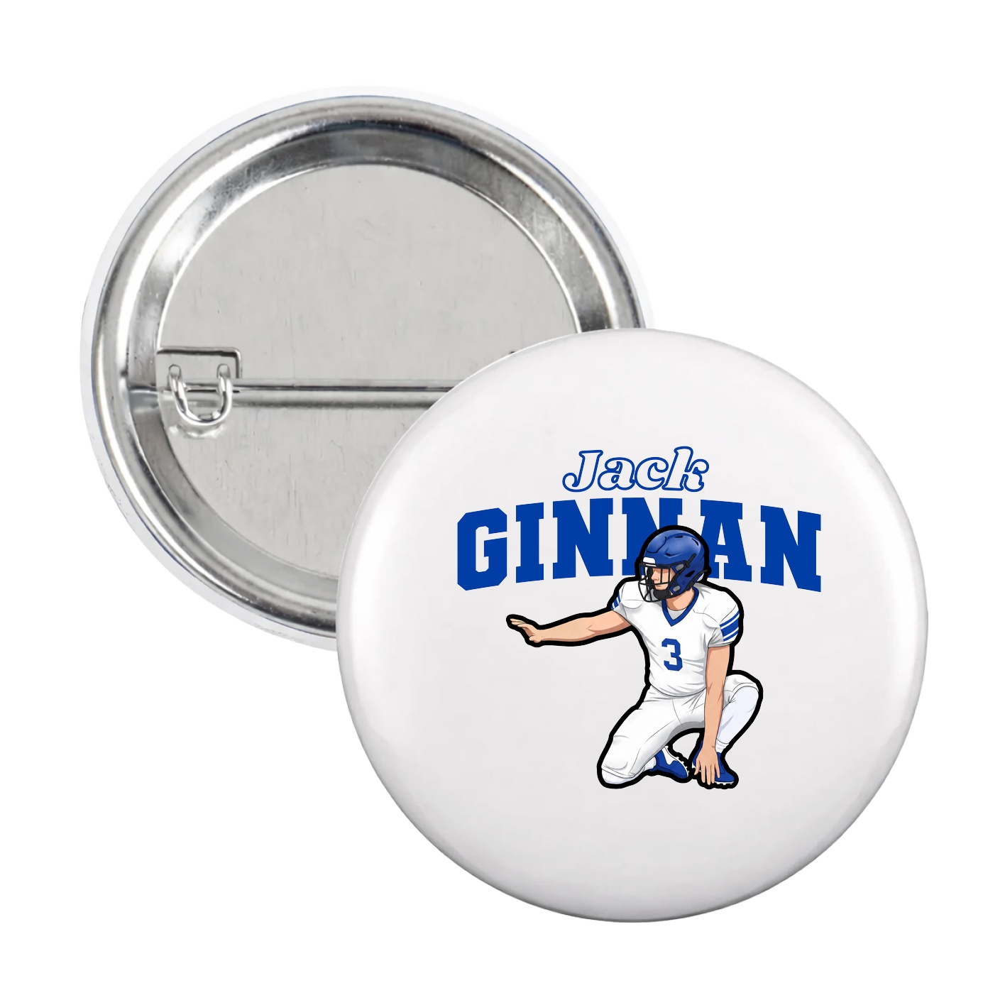 Game Day Button — Name Arch in White