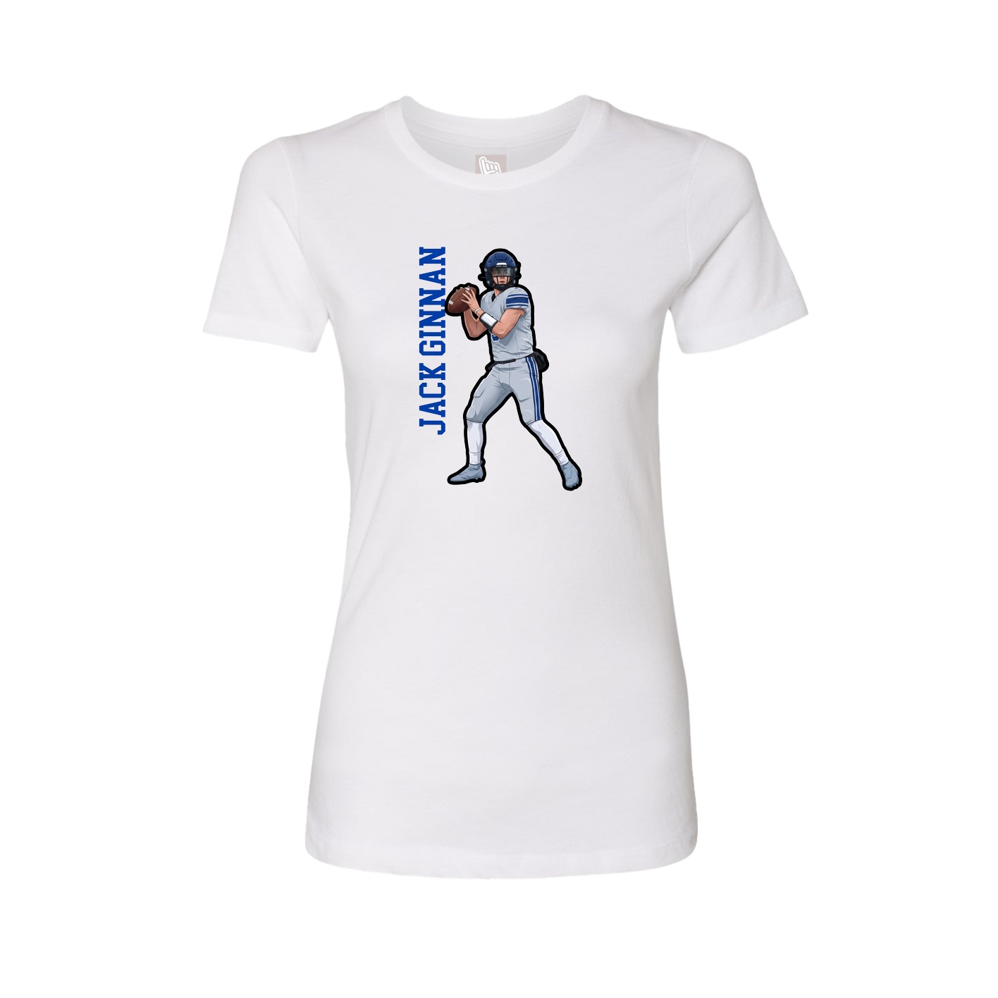 Fitted Women's Tee — Name Vertical in White