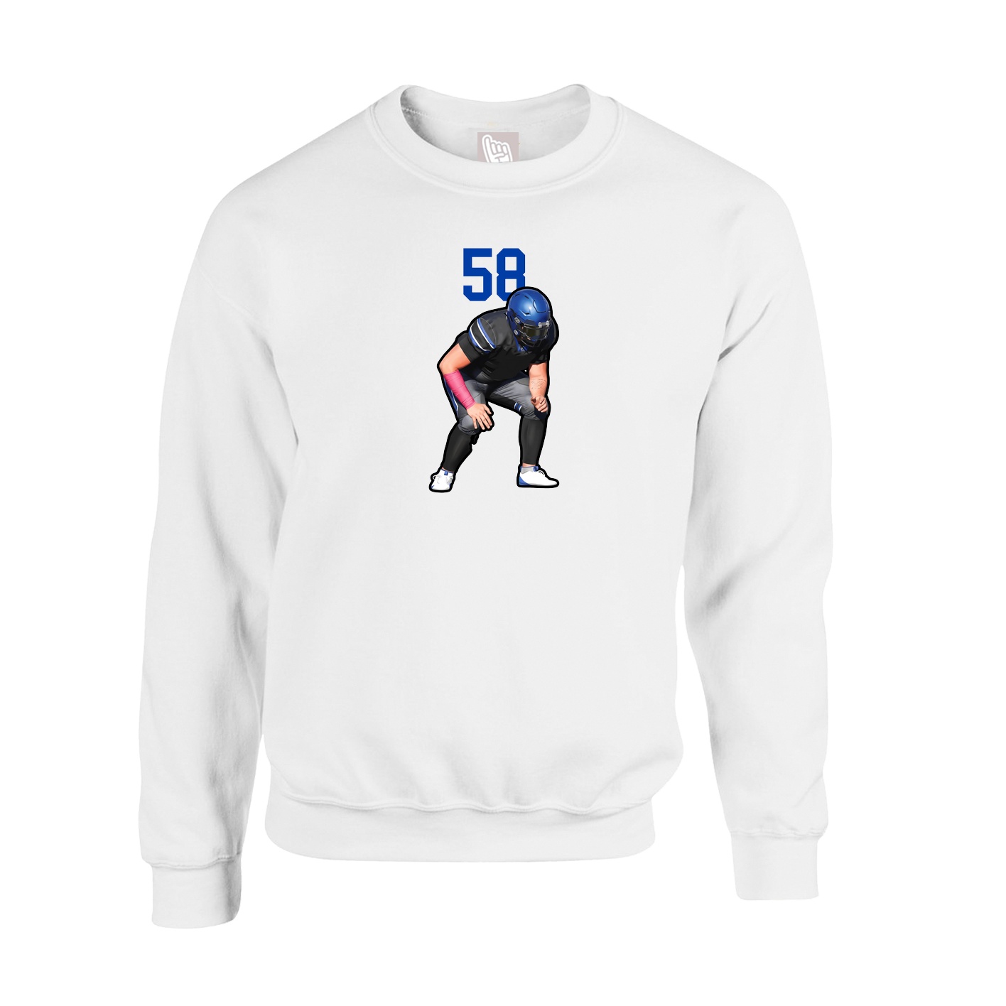 Fleece Crew — Number Top in White