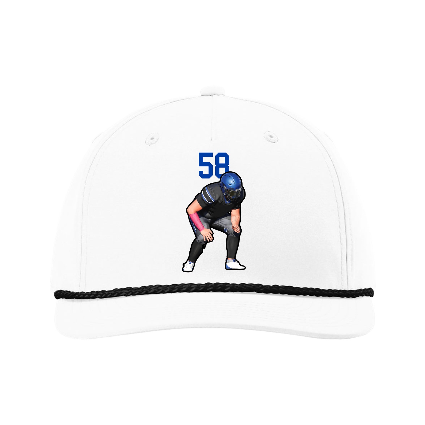 Five-Panel Classic Rope Cap — Number Top in White