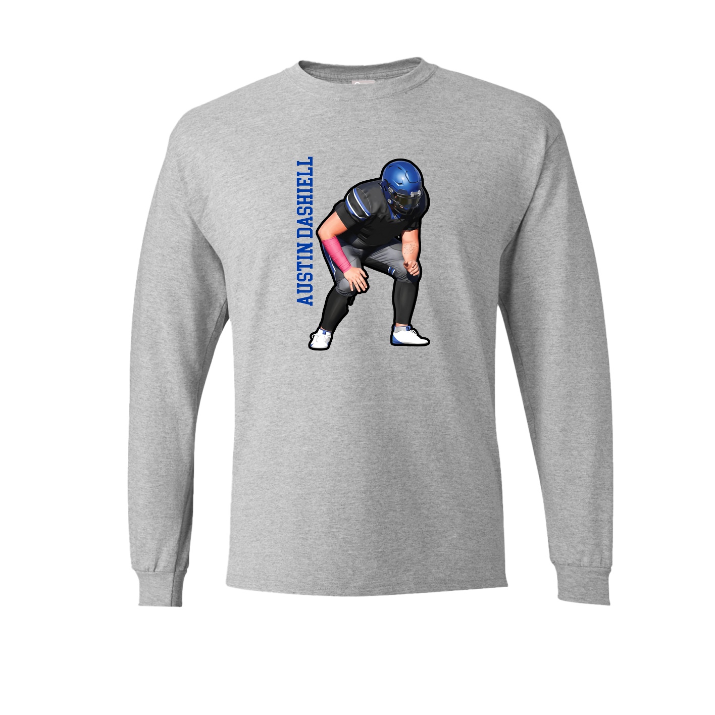Long Sleeve Tee — Name Vertical in Grey