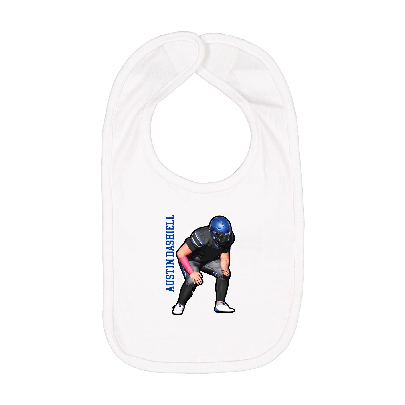 Infant Bib — Name Vertical in White