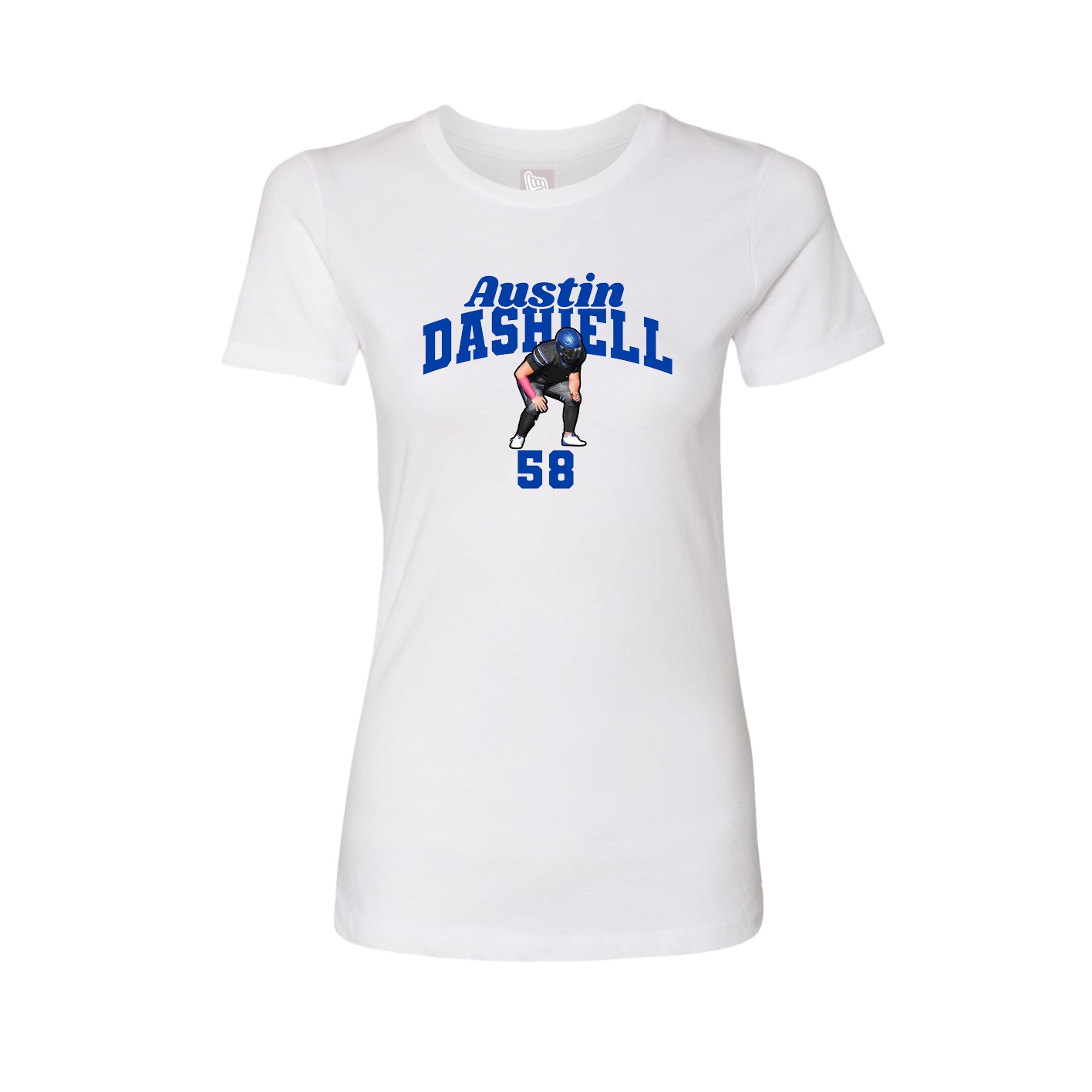 Fitted Women's Tee — Signature Arch in White