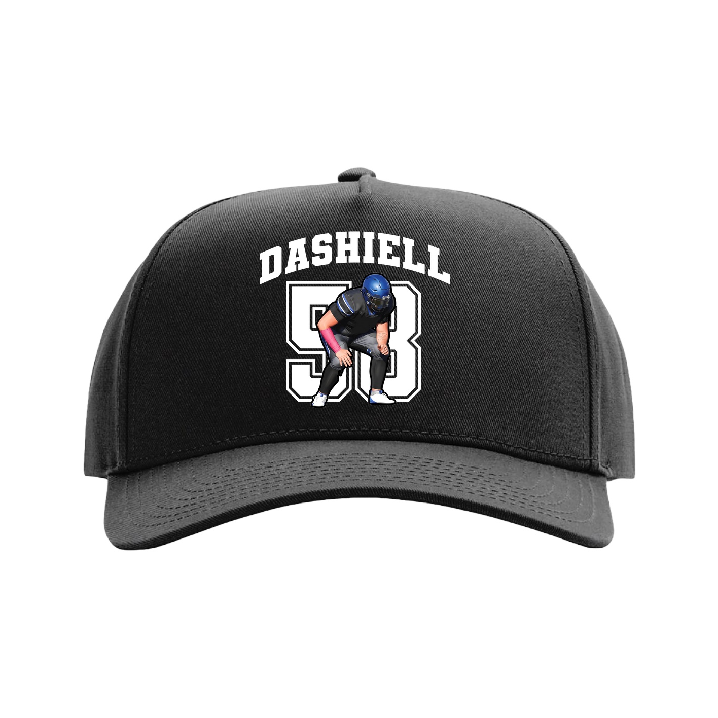 Full Fabric Five-Panel Champ Cap — Number in Black