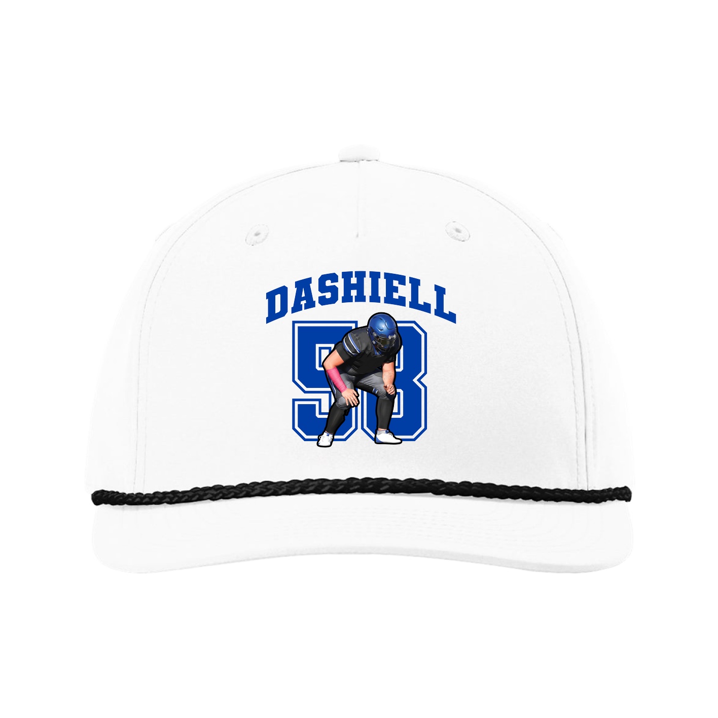 Five-Panel Classic Rope Cap — Number in White