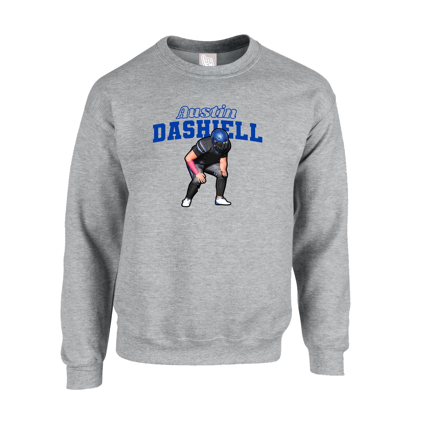 Fleece Crew — Name Arch in Grey