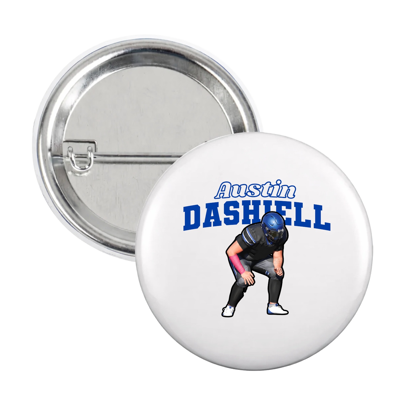 Game Day Button — Name Arch in White
