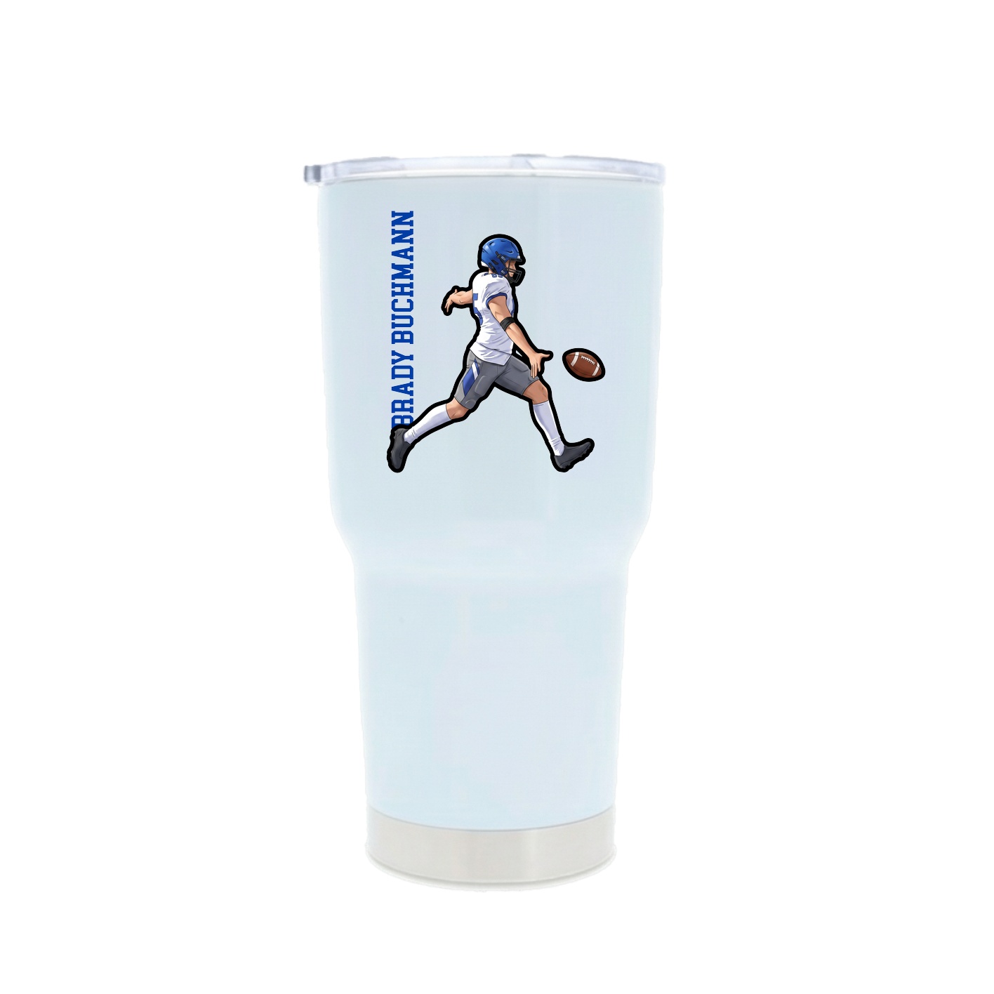 30oz Stainless Steel Tumbler — Name Vertical in White