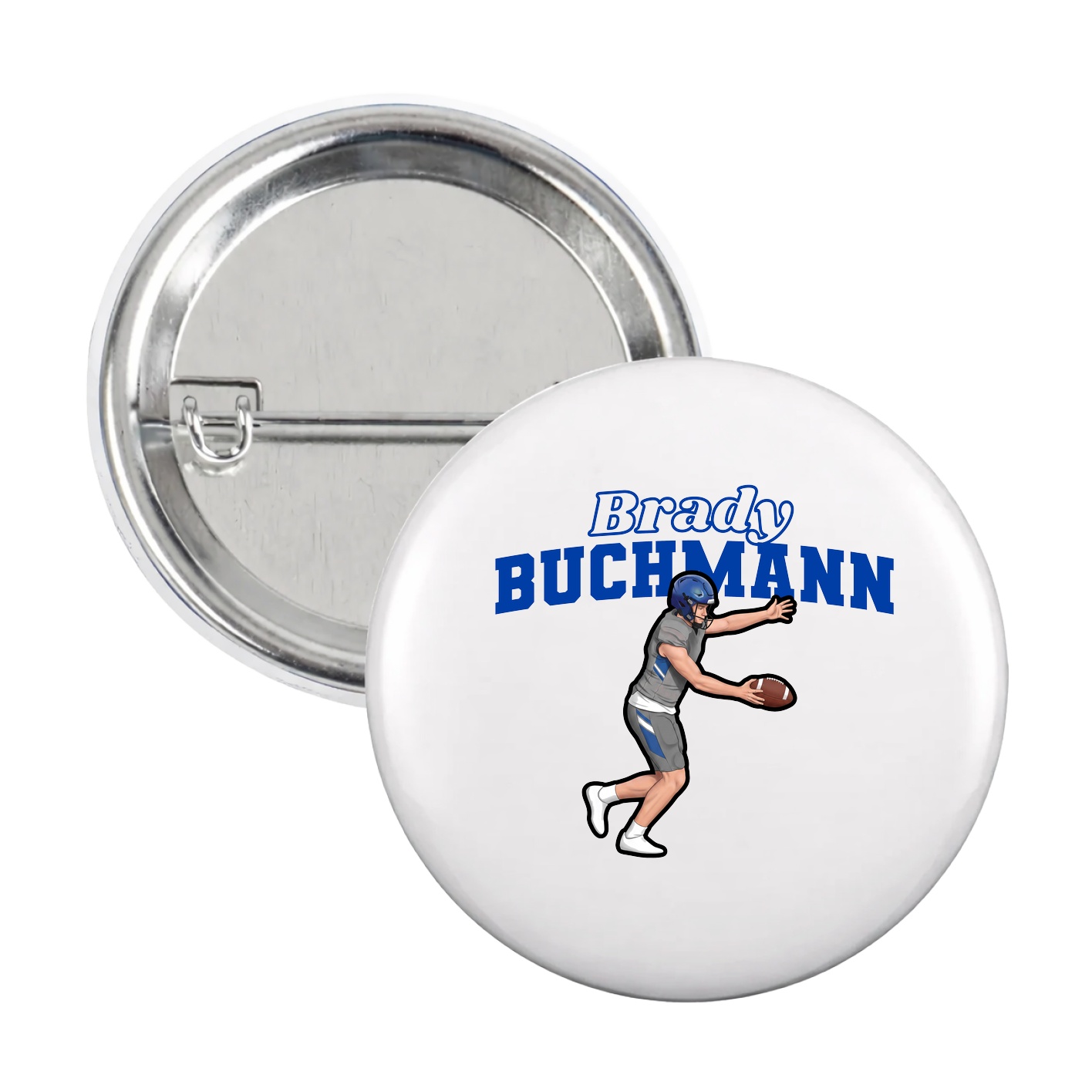 Game Day Button — Name Arch in White