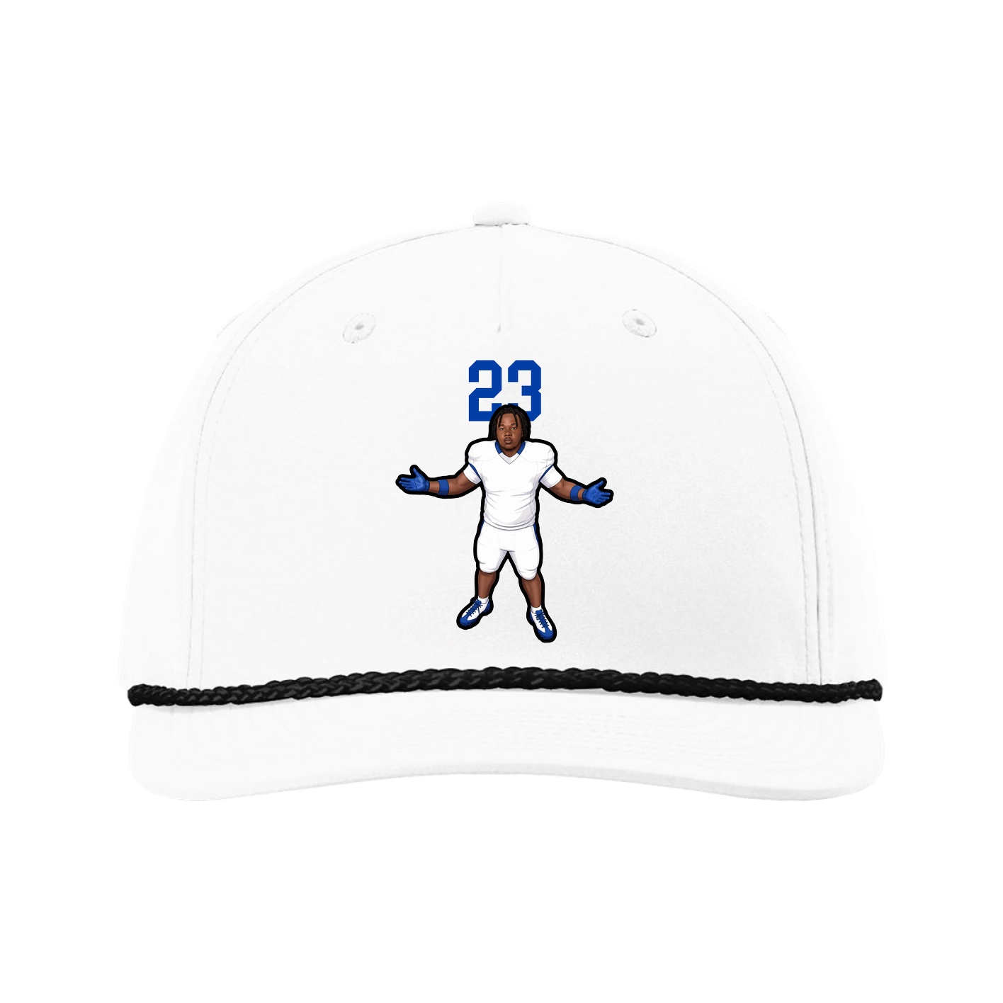 Five-Panel Classic Rope Cap — Number Top in White
