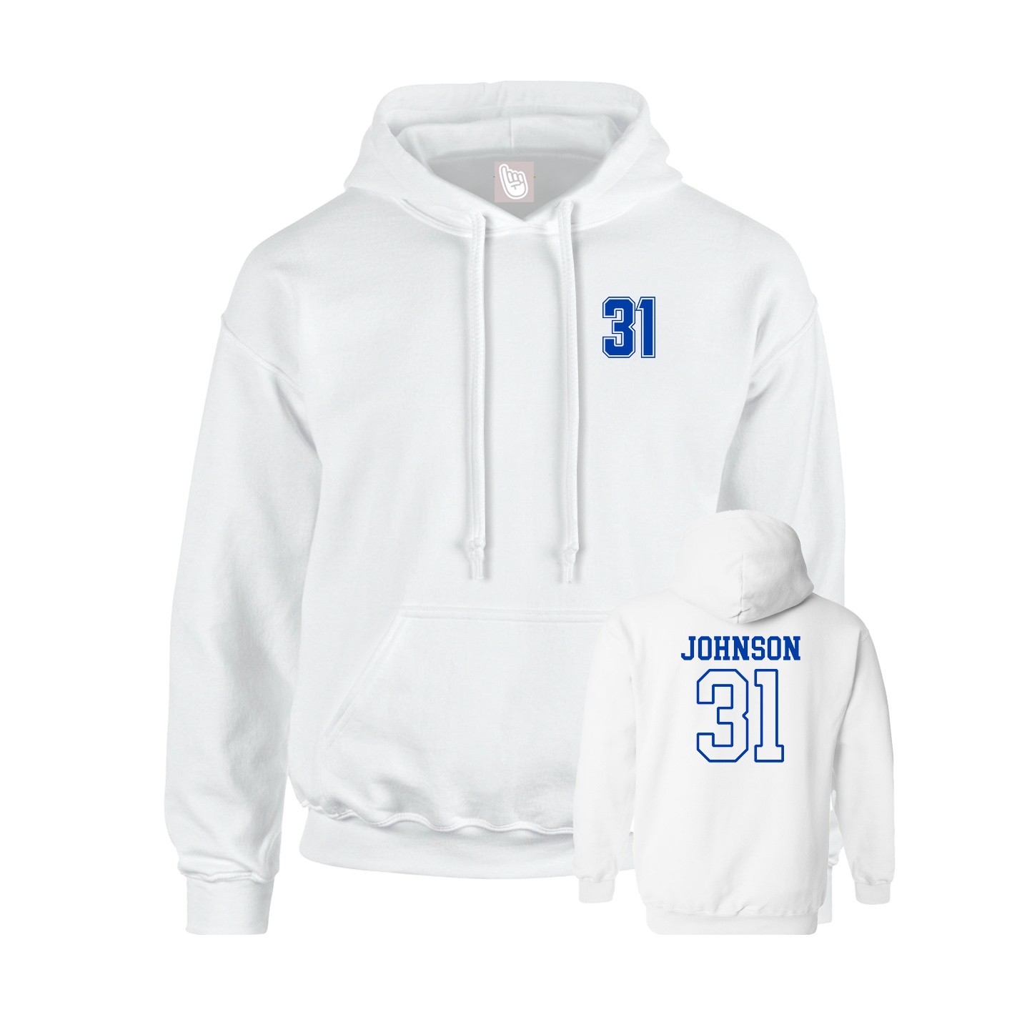 Youth Hoodie — Chest Back in White