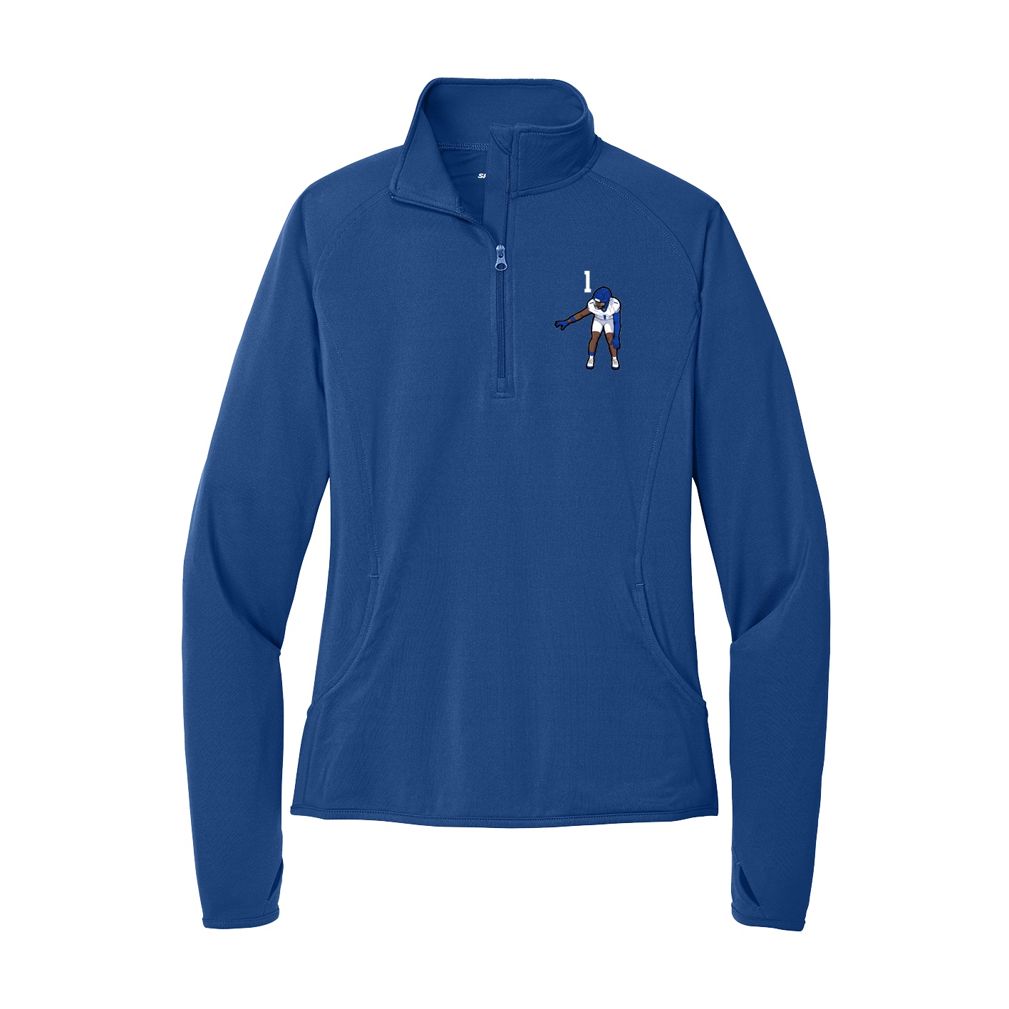Women's Q-Zip Pullover — Number Top in Royal