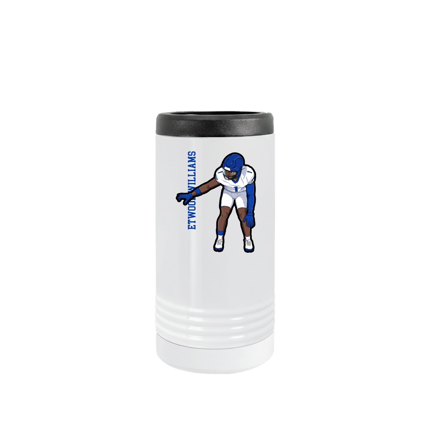 Slim Beverage Holder — Name Vertical in White