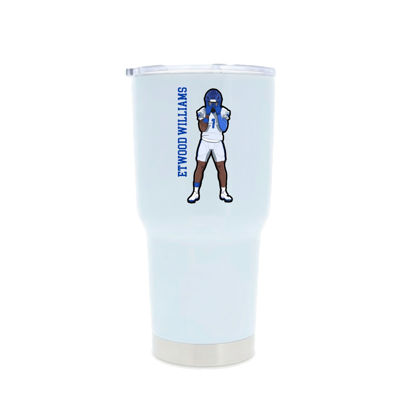 30oz Stainless Steel Tumbler — Name Vertical in White