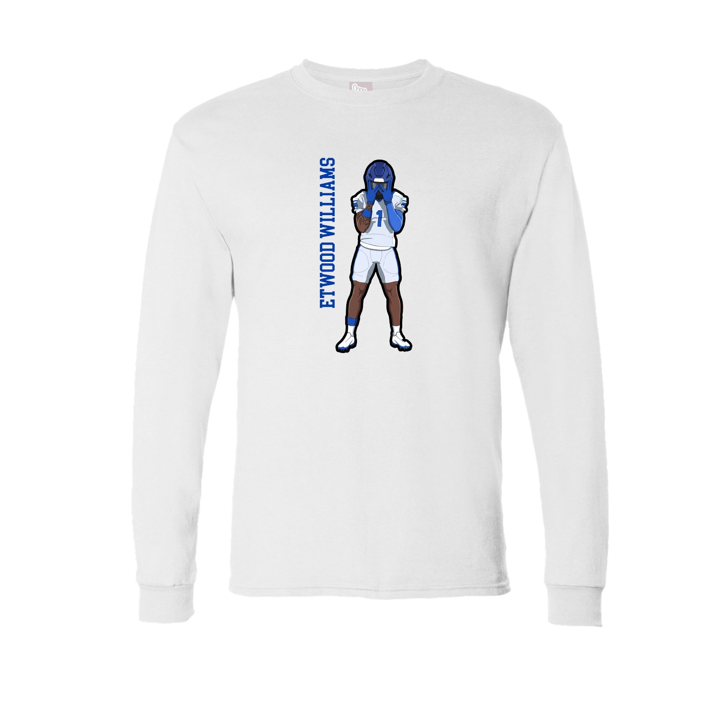 Long Sleeve Tee — Name Vertical in White