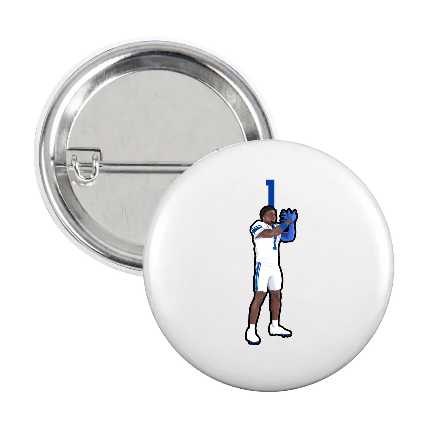 Game Day Button — Number Top in White