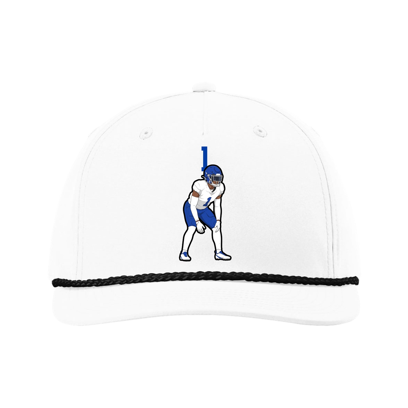 Five-Panel Classic Rope Cap — Number Top in White