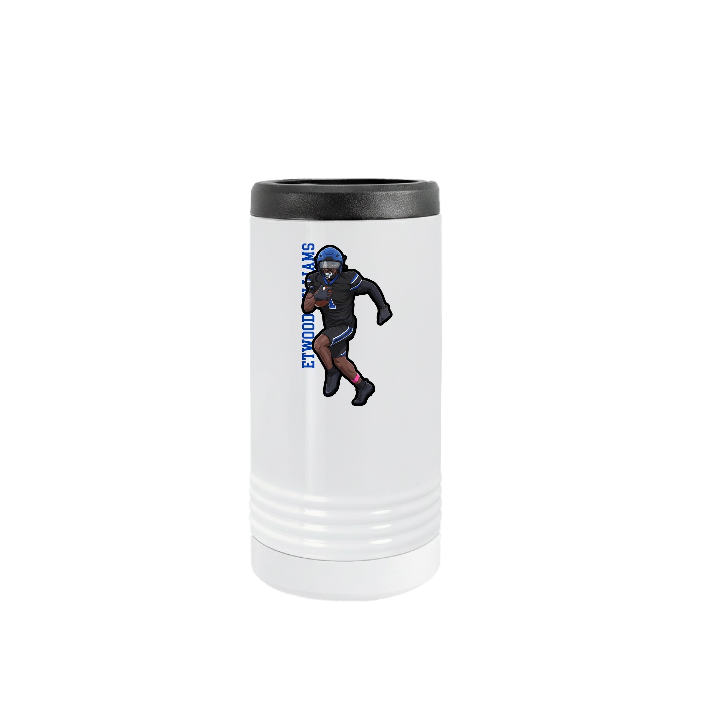 Slim Beverage Holder — Name Vertical in White