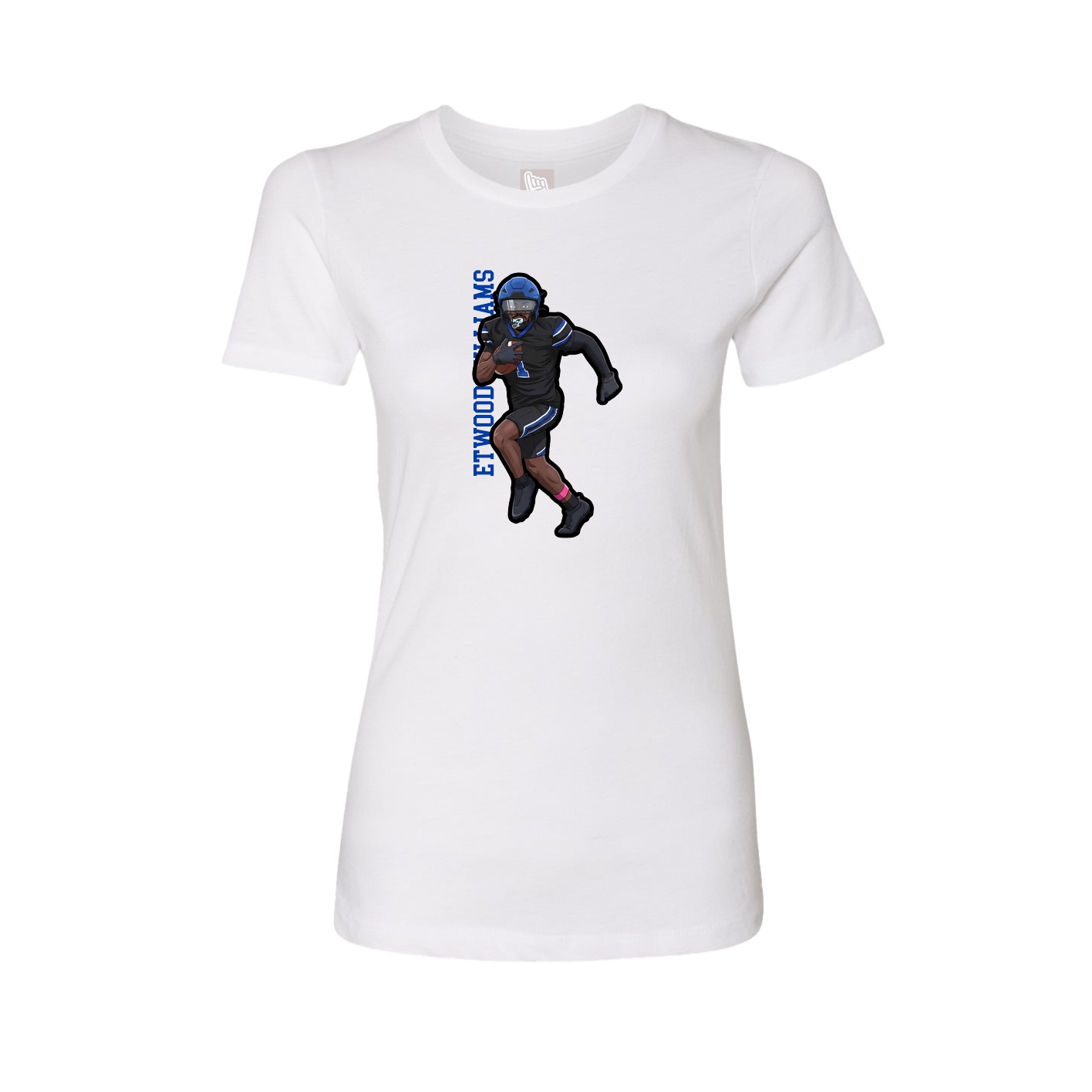 Womens Tee — Name Vertical in White