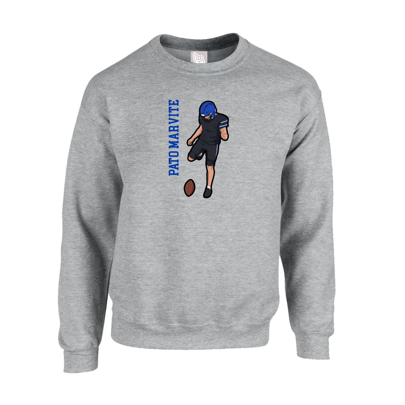 Fleece Crew — Name Vertical in Grey