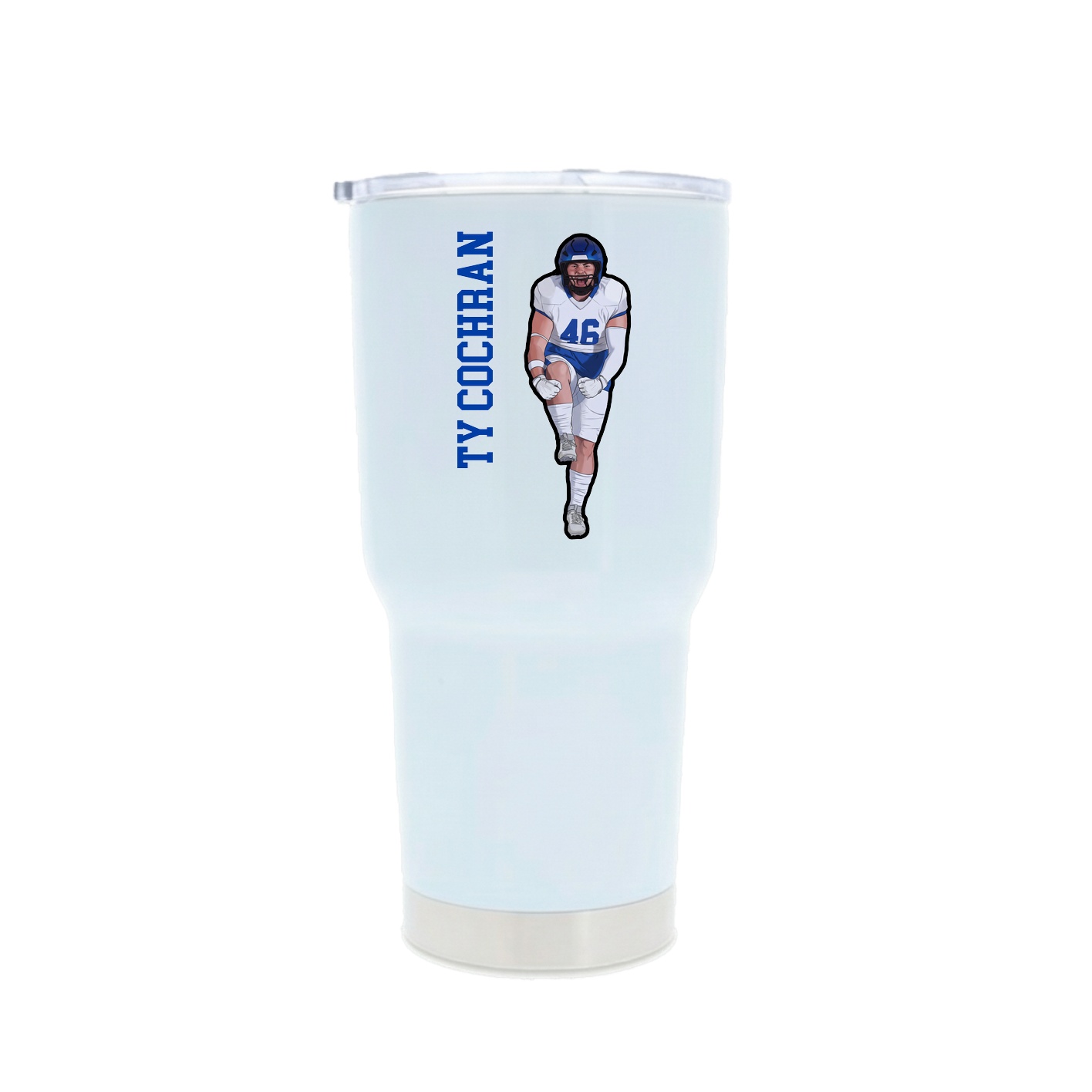 30oz Stainless Steel Tumbler — Name Vertical in White