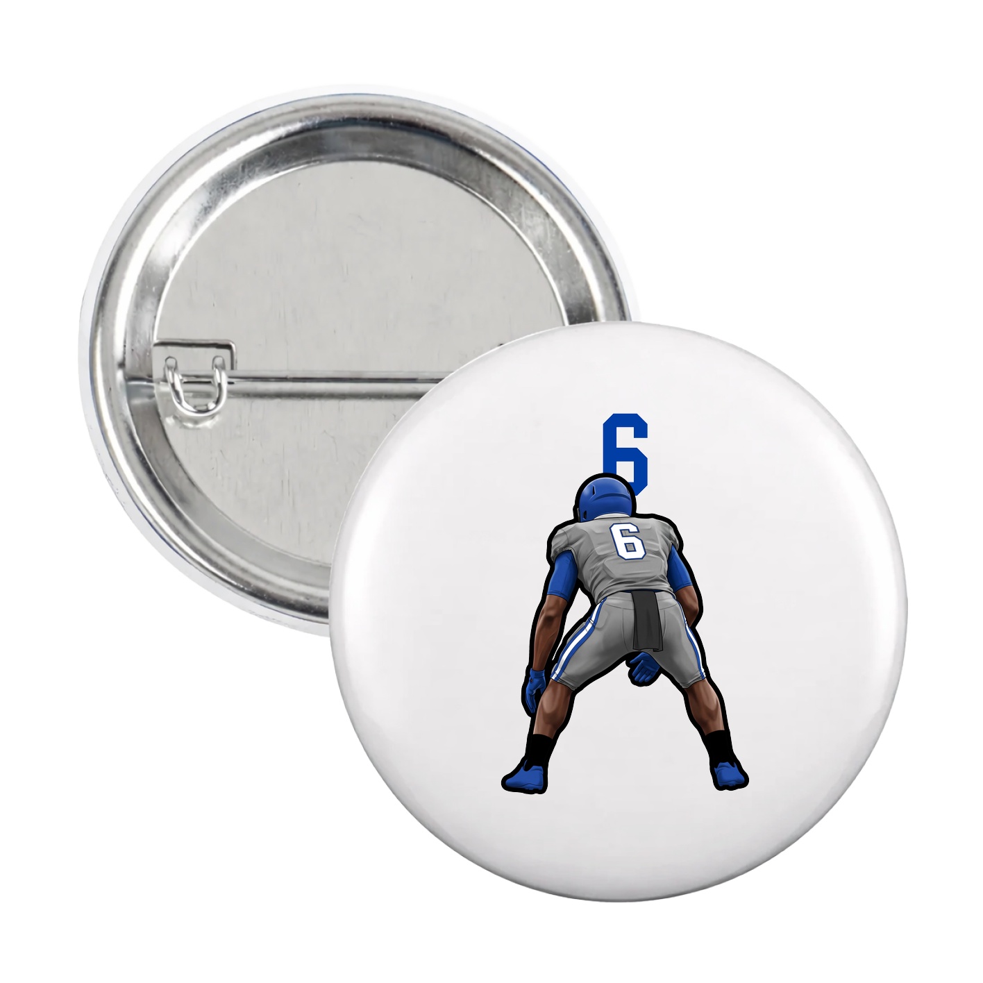 Game Day Button — Number Top in White