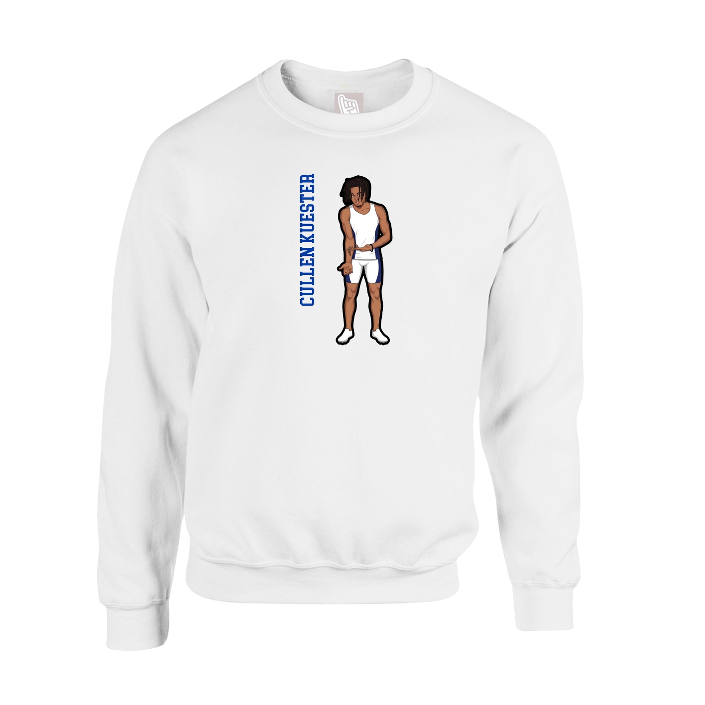 Fleece Crew — Name Vertical in White
