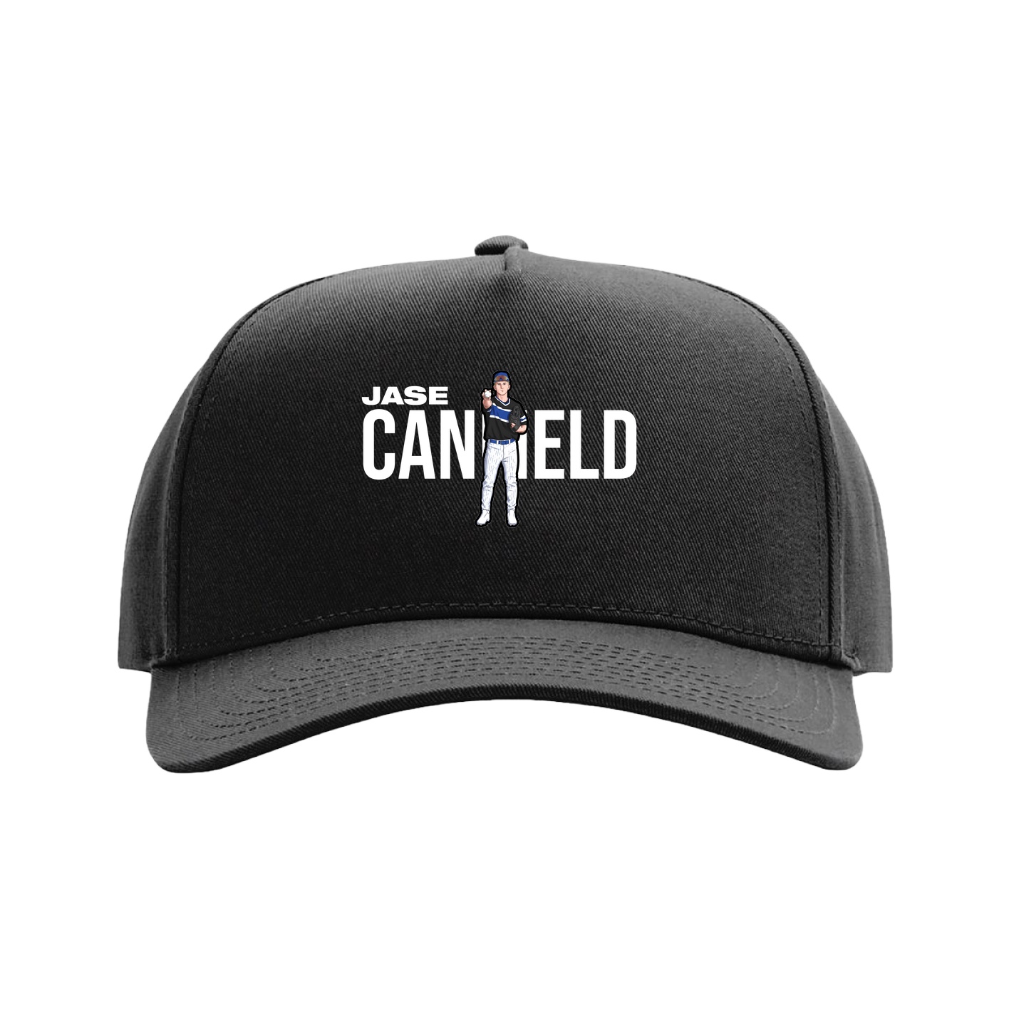 Full Fabric Five-Panel Champ Cap — Player Name in Black