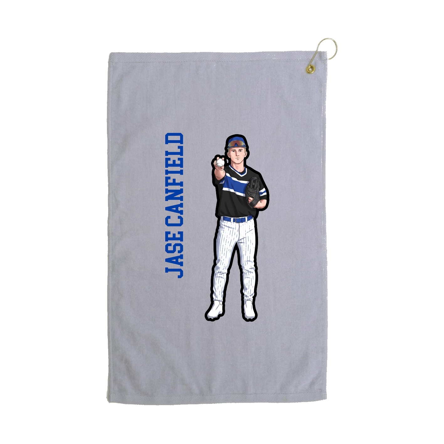 Golf Towel — Name Vertical in Grey