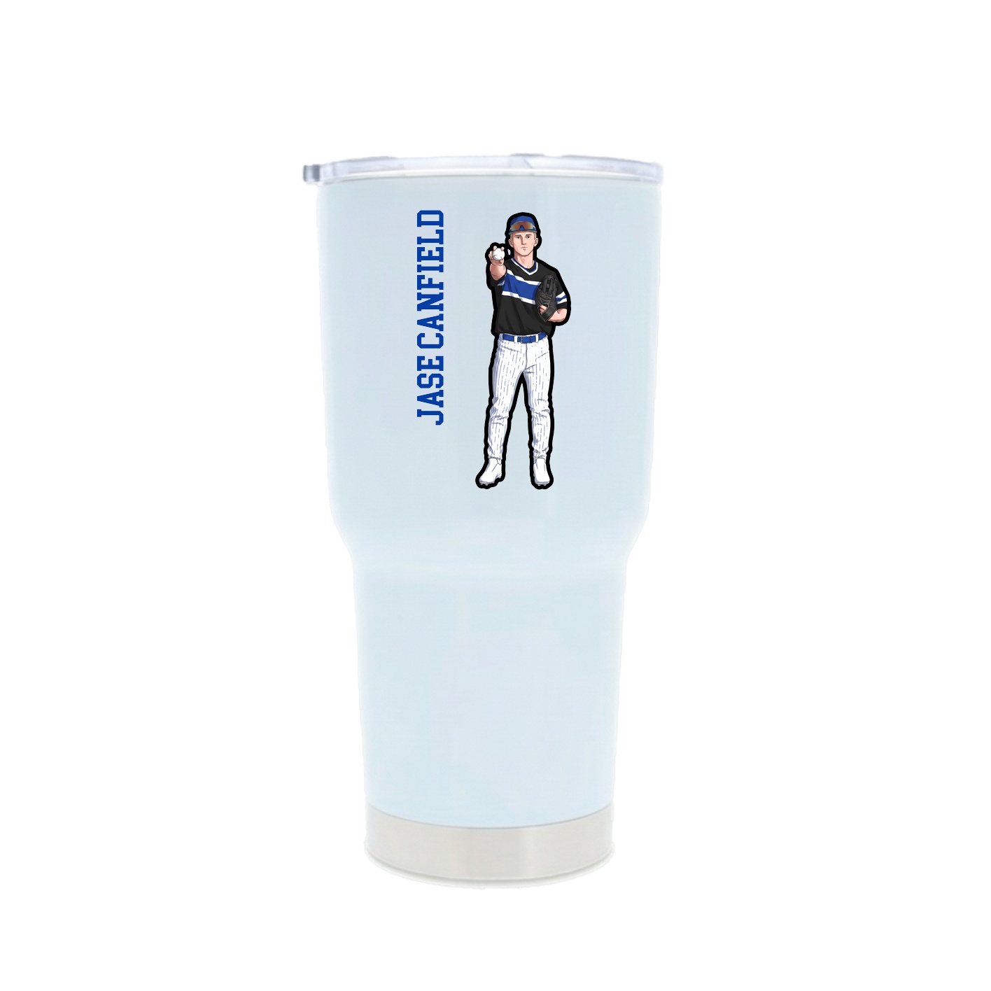 30oz Stainless Steel Tumbler — Name Vertical in White