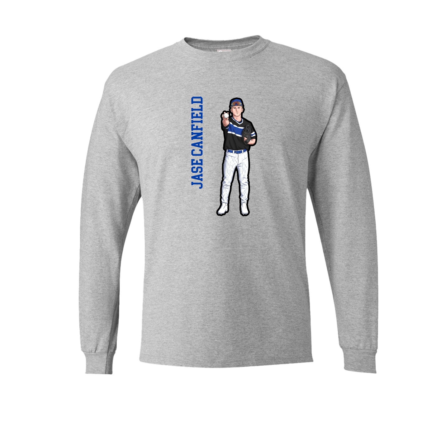 Long Sleeve Tee — Name Vertical in Grey