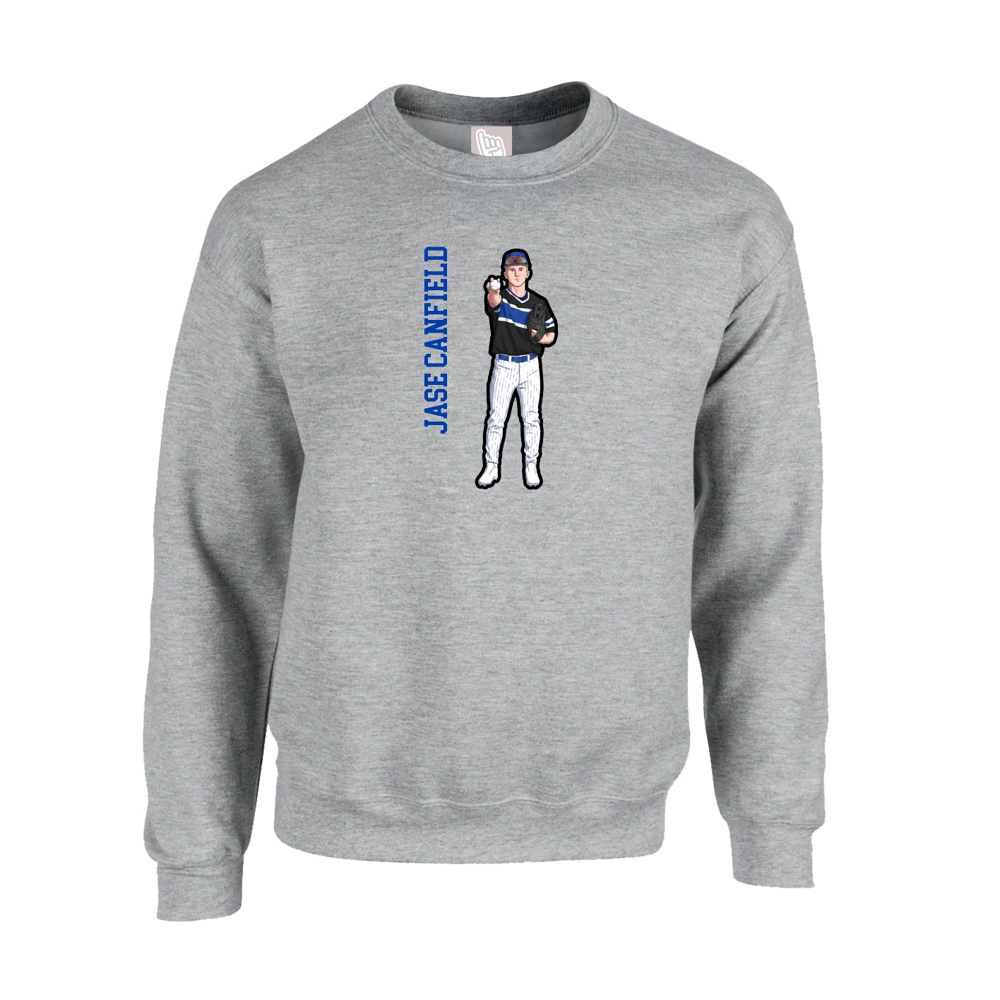 Fleece Crew — Name Vertical in Grey