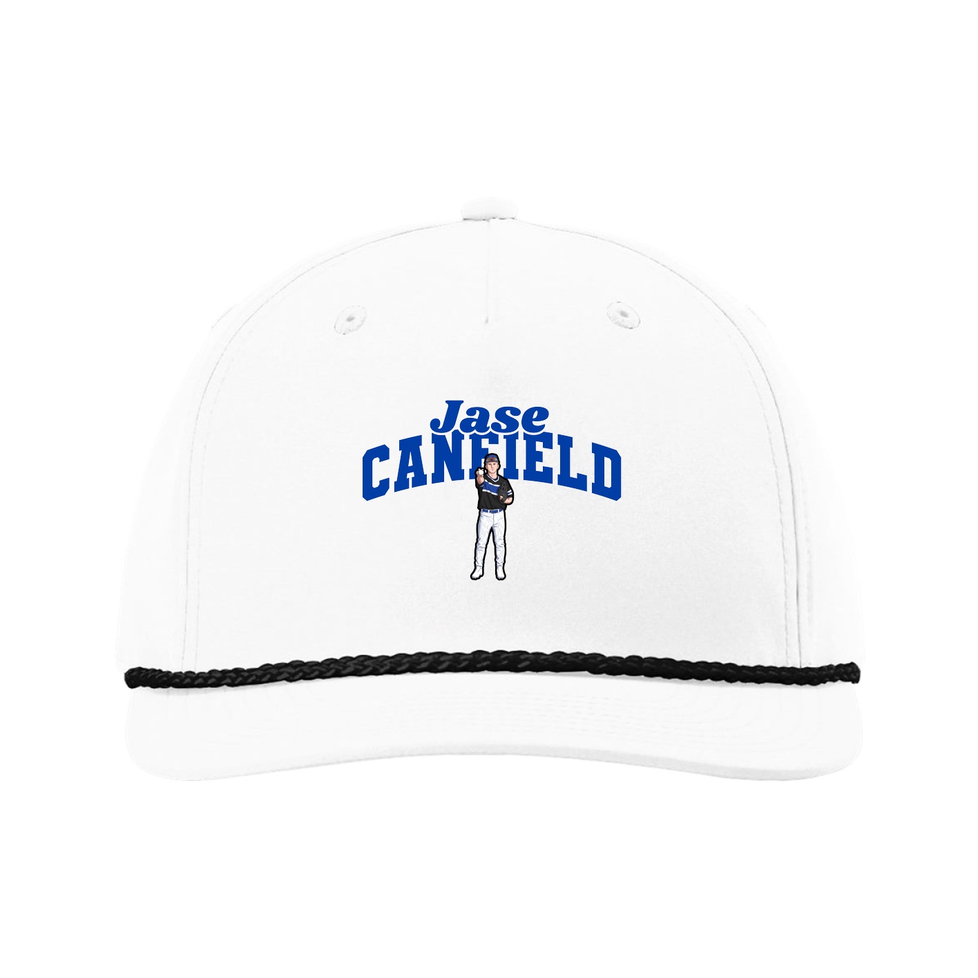 Five-Panel Classic Rope Cap — Signature Arch in White