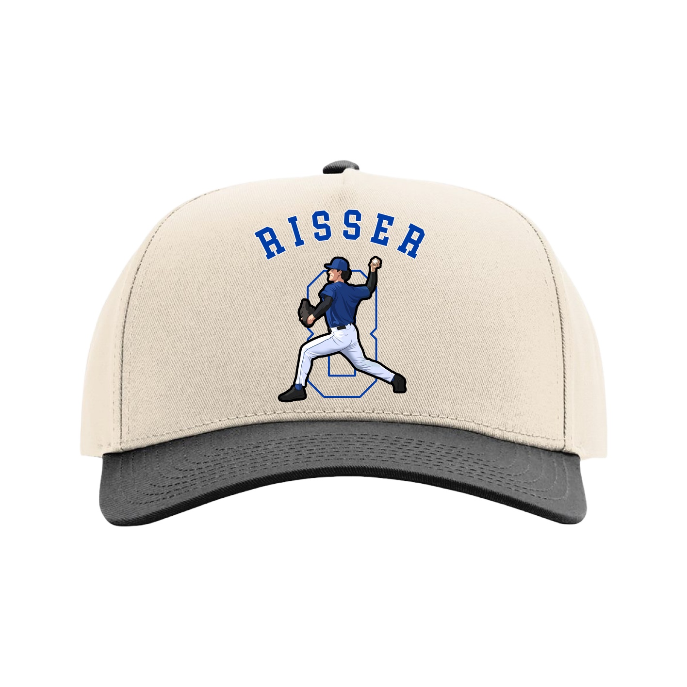 Full Fabric Five-Panel Champ Cap — Shirsey Arch in Cream/Black
