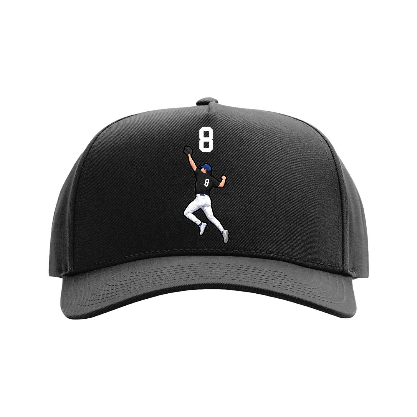 Full Fabric Five-Panel Champ Cap — Number Top in Black