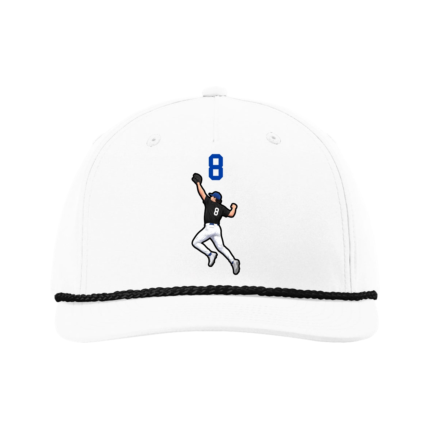 Five-Panel Classic Rope Cap — Number Top in White
