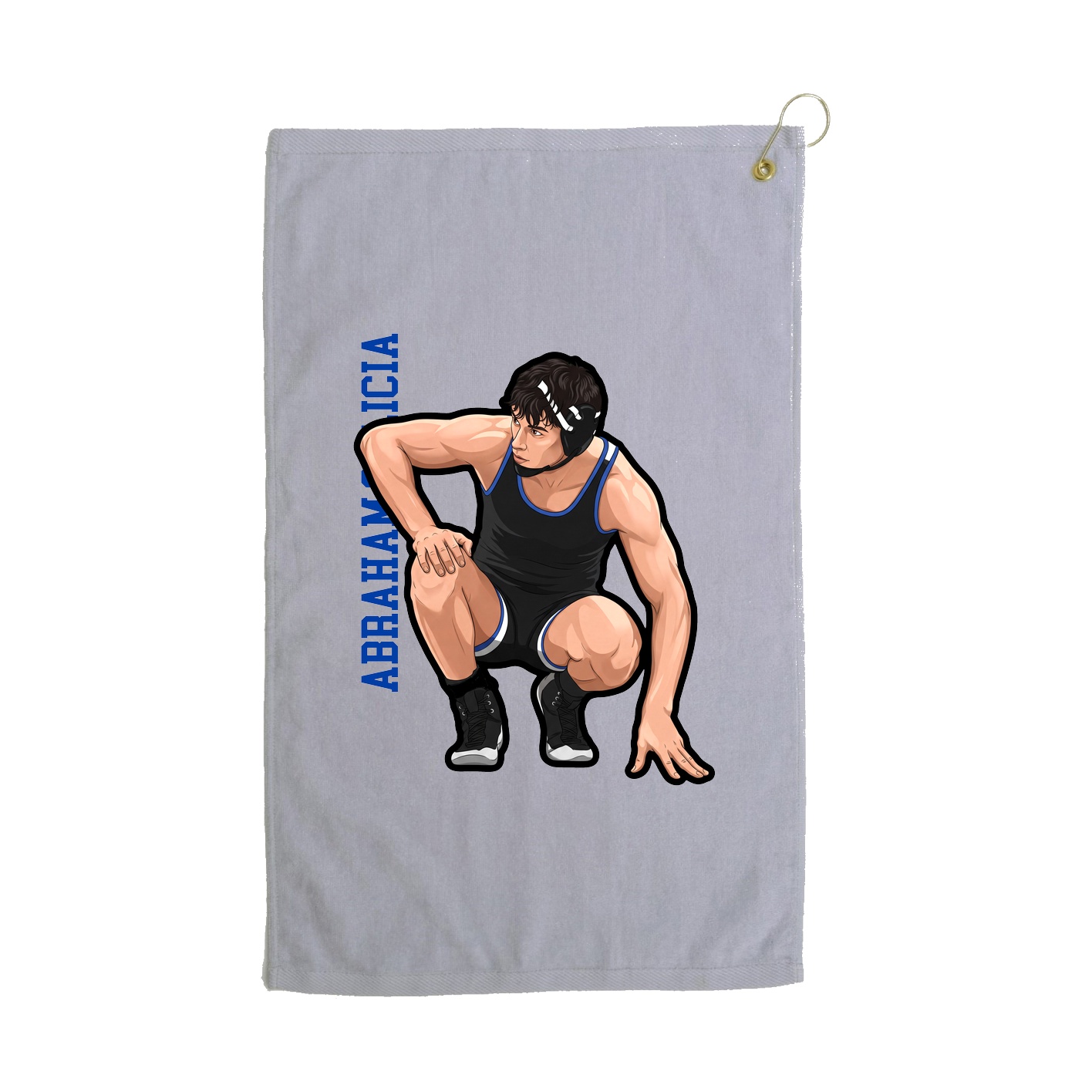 Golf Towel — Name Vertical in Grey