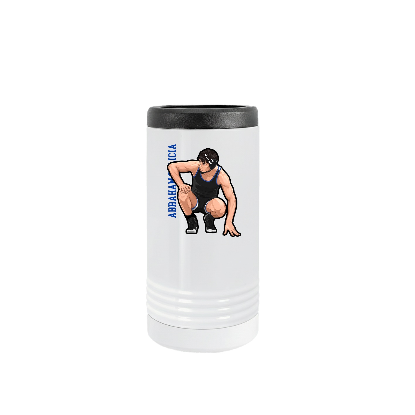 Slim Beverage Holder — Name Vertical in White