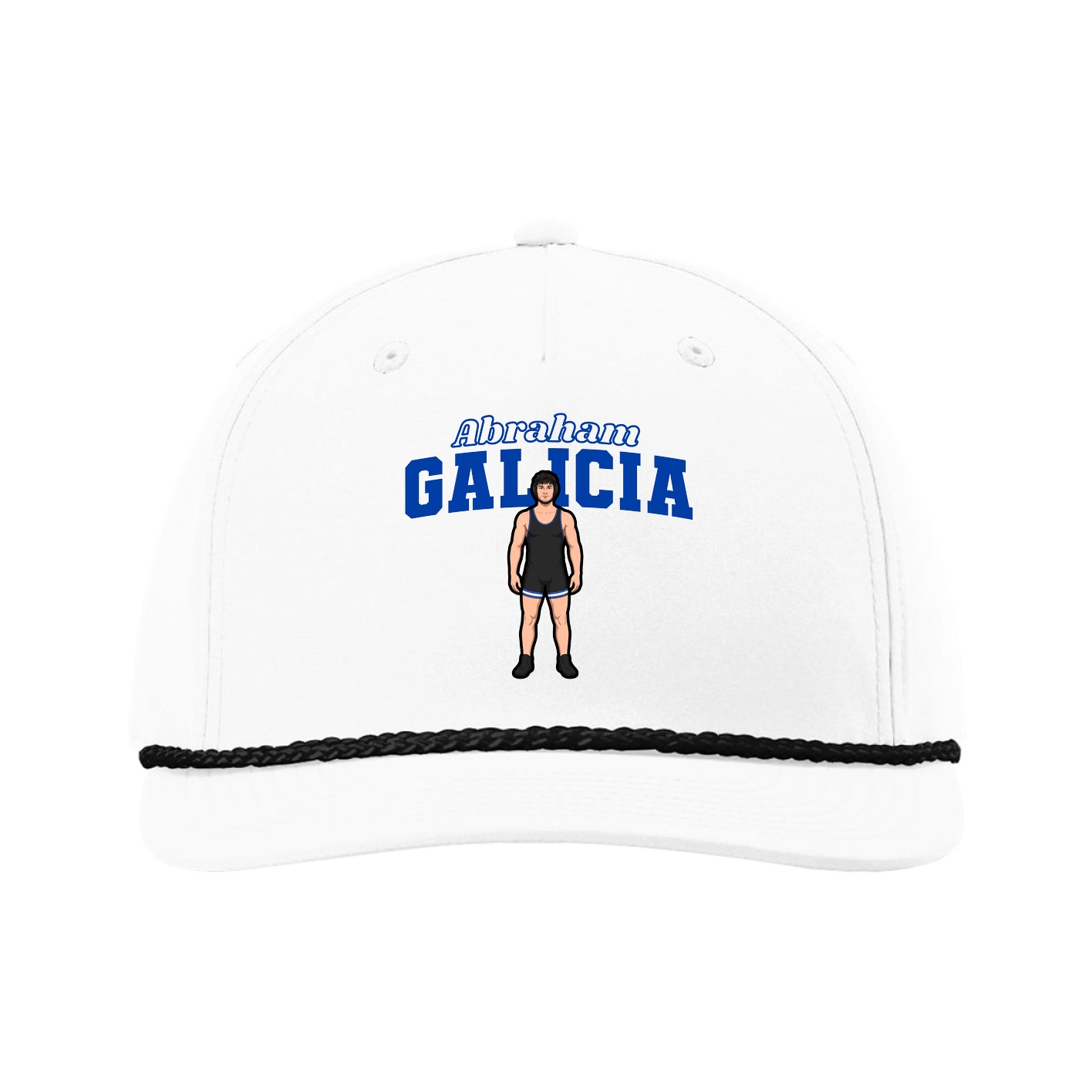Five-Panel Classic Rope Cap — Name Arch in White