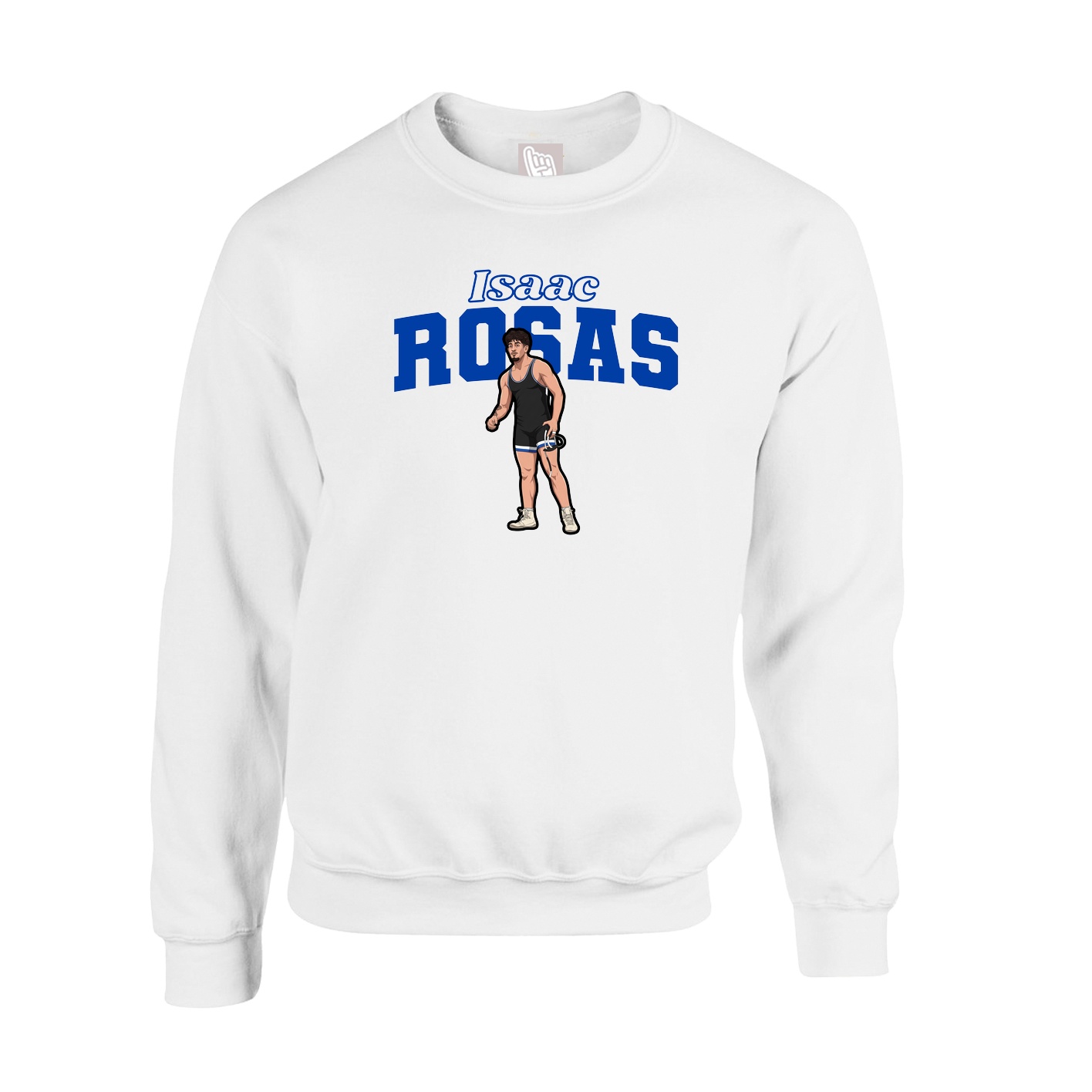 Fleece Crew — Name Arch in White