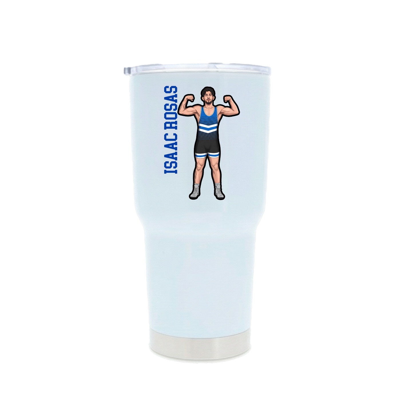 30oz Stainless Steel Tumbler — Name Vertical in White