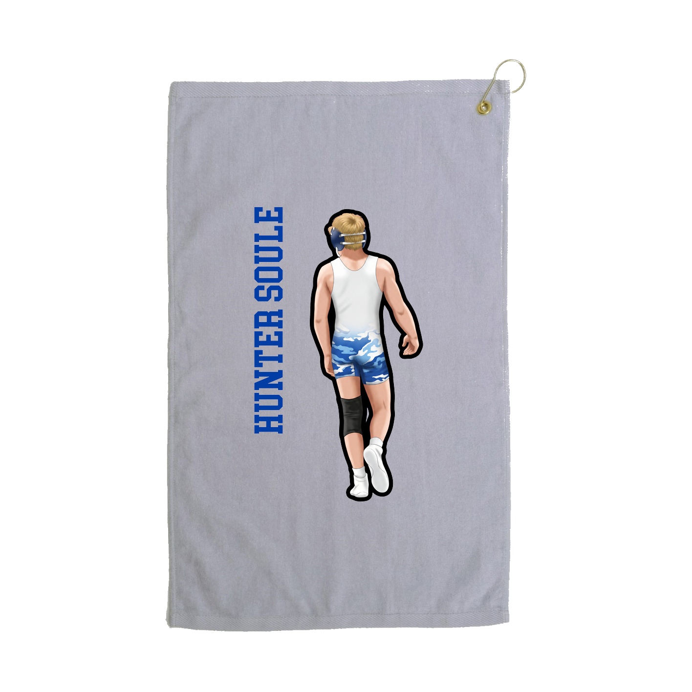 Golf Towel — Name Vertical in Grey