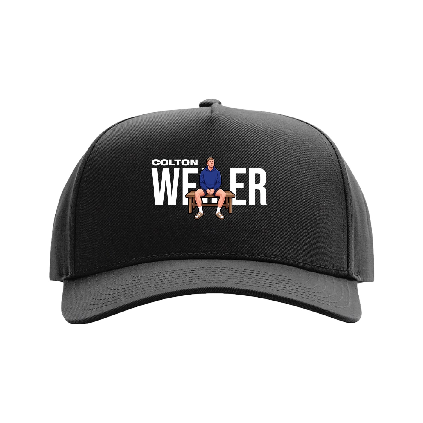 Full Fabric Five-Panel Champ Cap — Player Name in Black