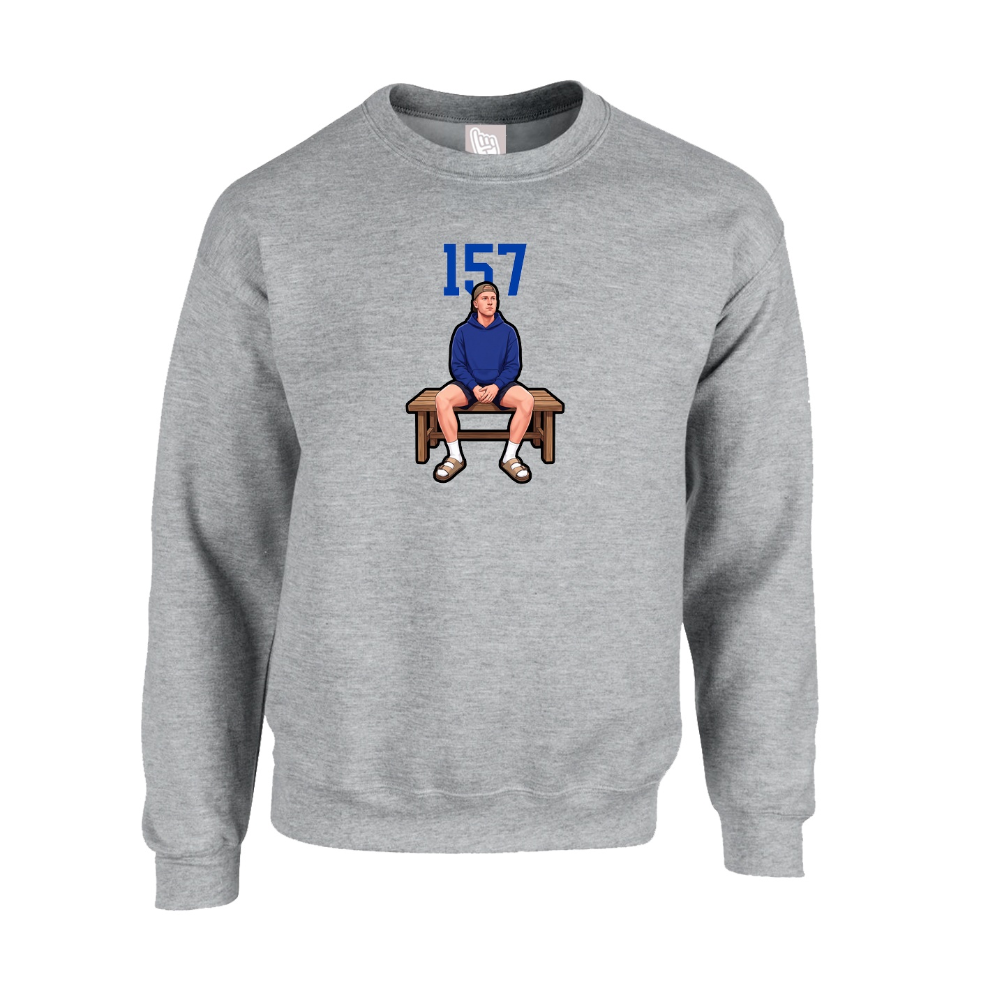 Fleece Crew — Number Top in Grey