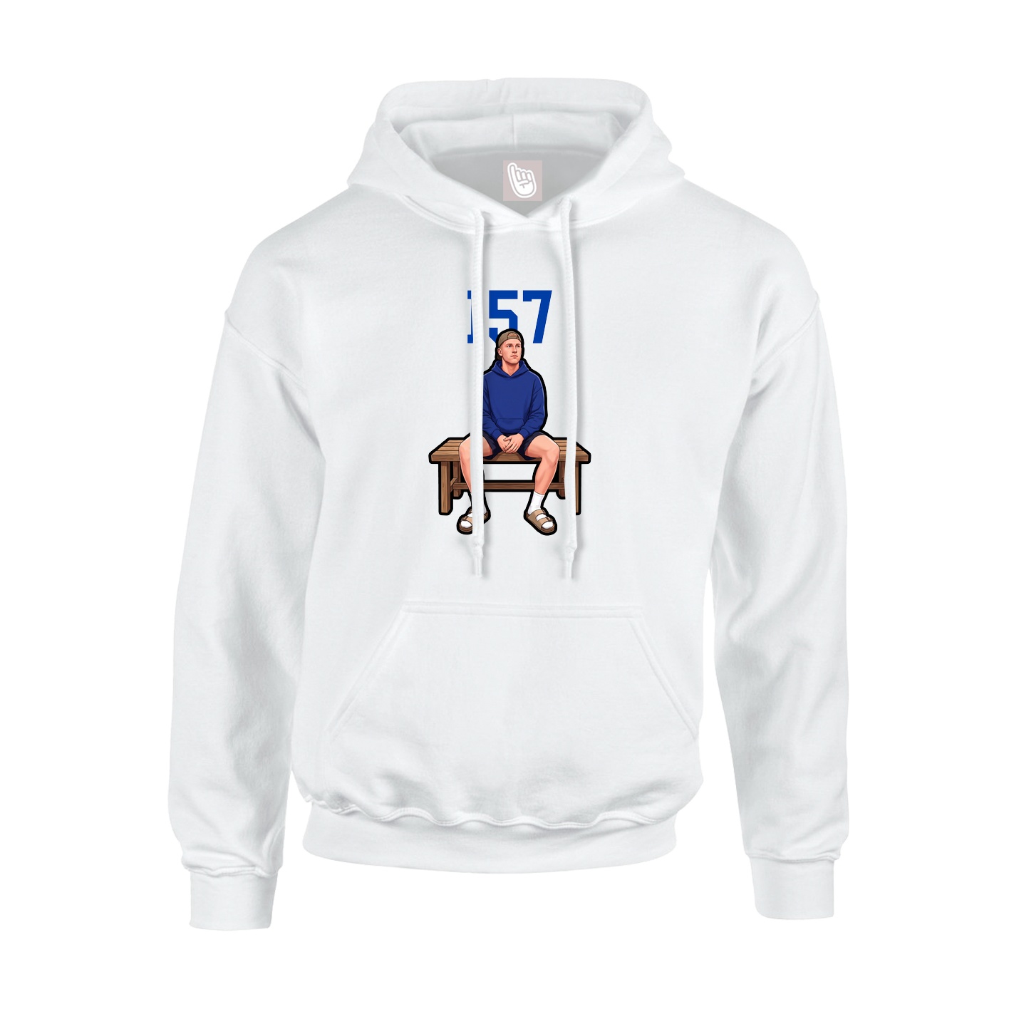 Youth Hoodie — Number Top in White